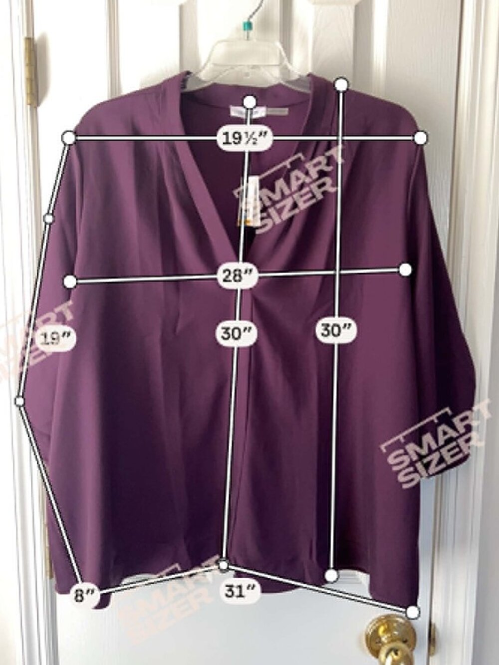 NWT Calvin Klein Modern Essentials Blouse 3X Burgundy Plum Wine Roll Tab Sleeve - Picture 2 of 5